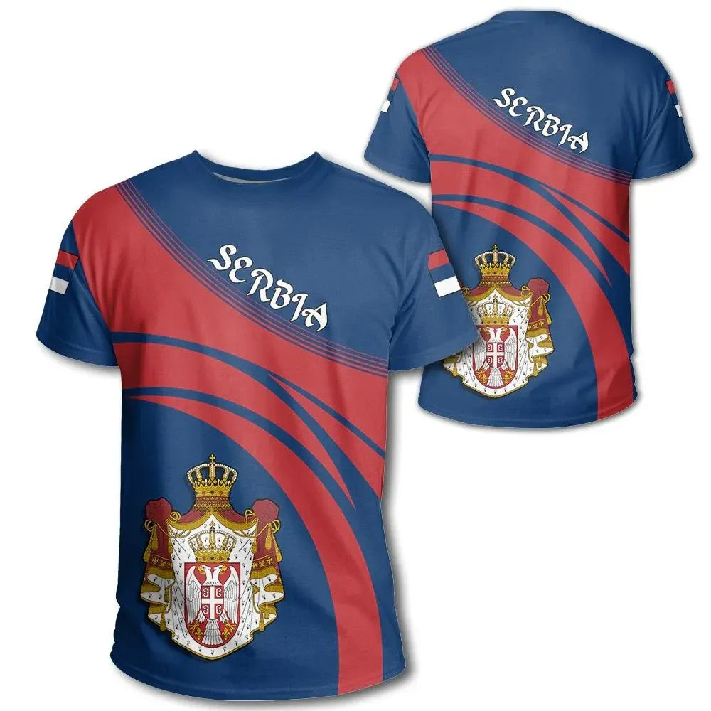 Serbia Coat Of Arms T Shirt Cricket Style RLT7 - Wonder Print Shop