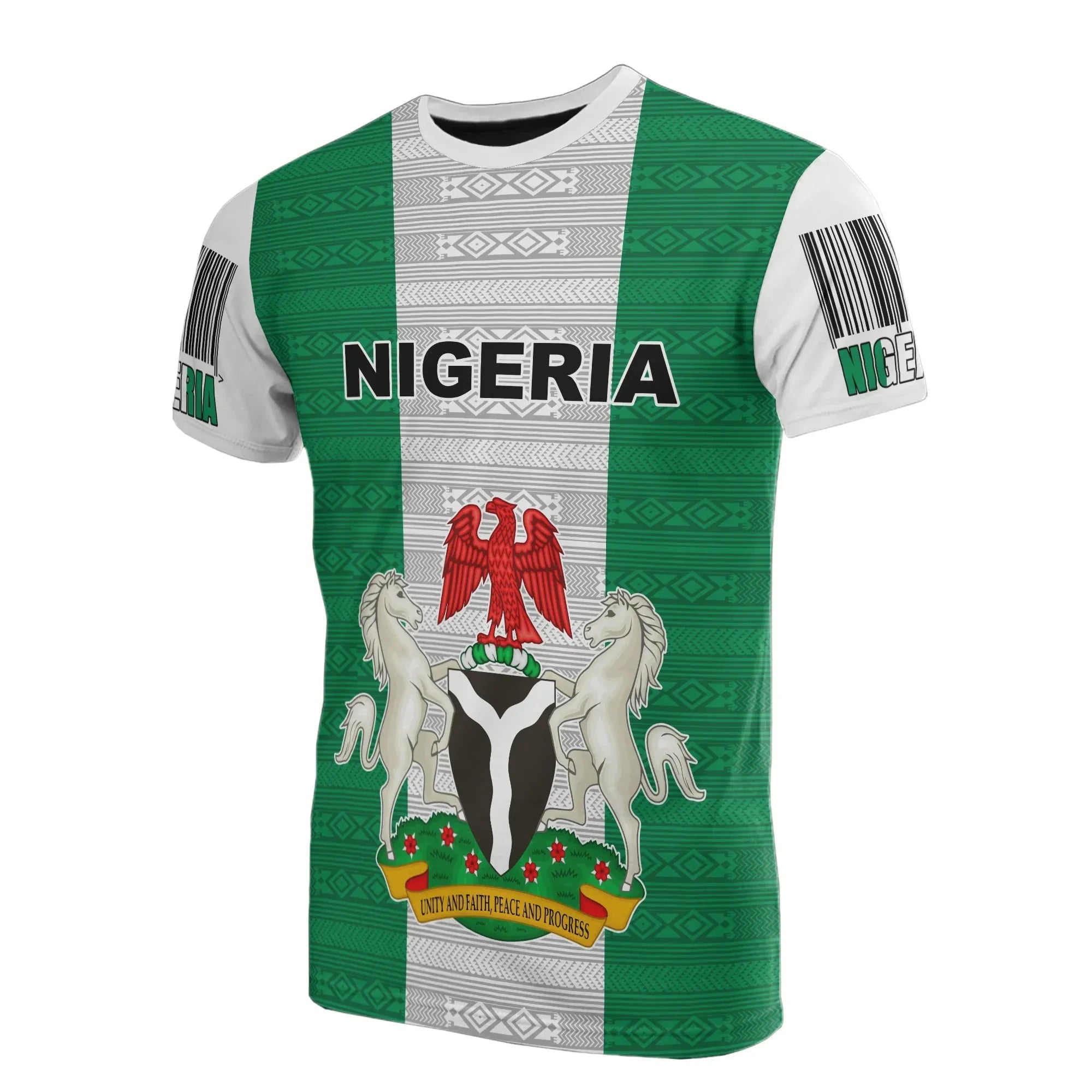 Nigeria T Shirt Flag and Coat Of Arm RLT8 - Wonder Print Shop