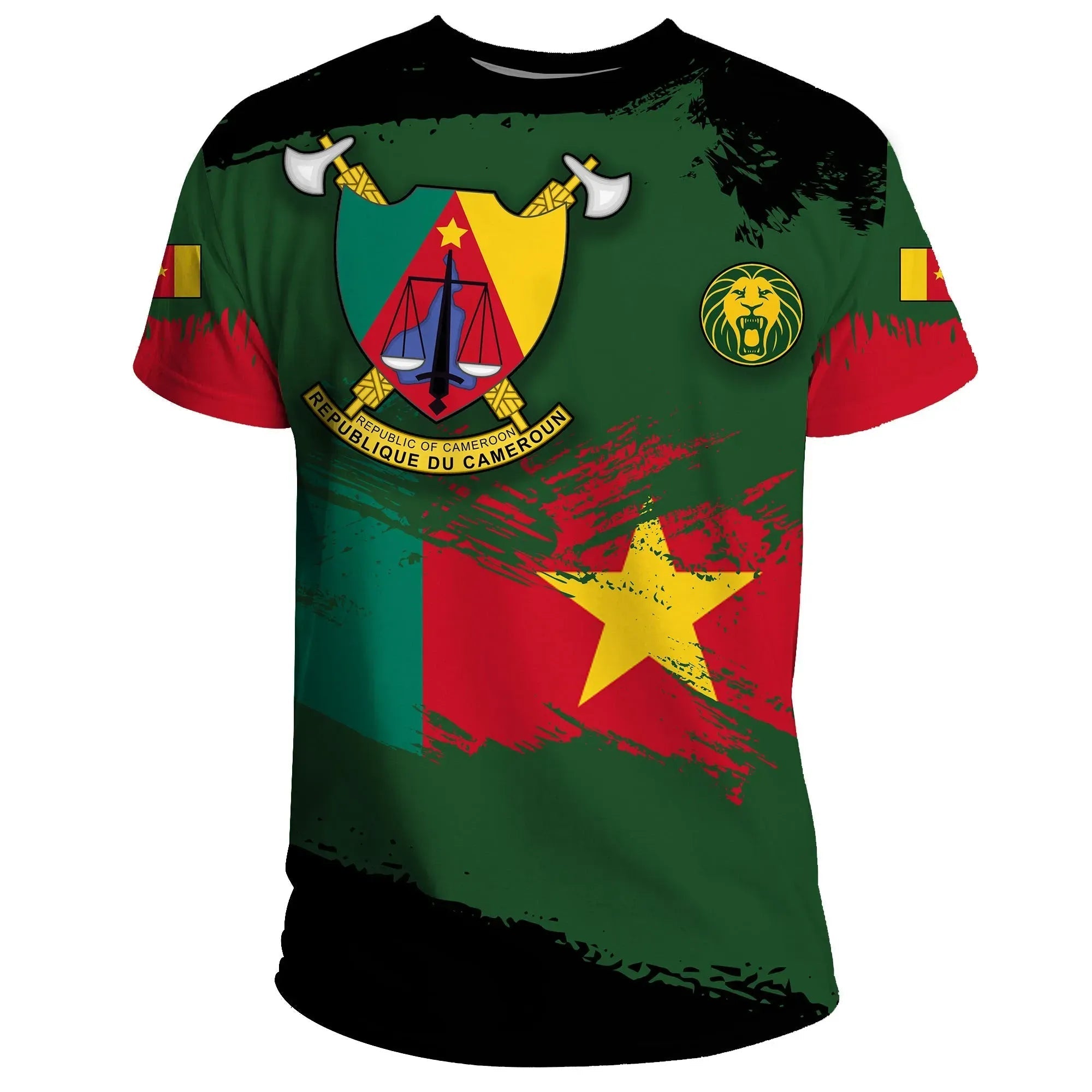 Cameroon T Shirts Cameroon Flag Brush RLT7 - Wonder Print Shop