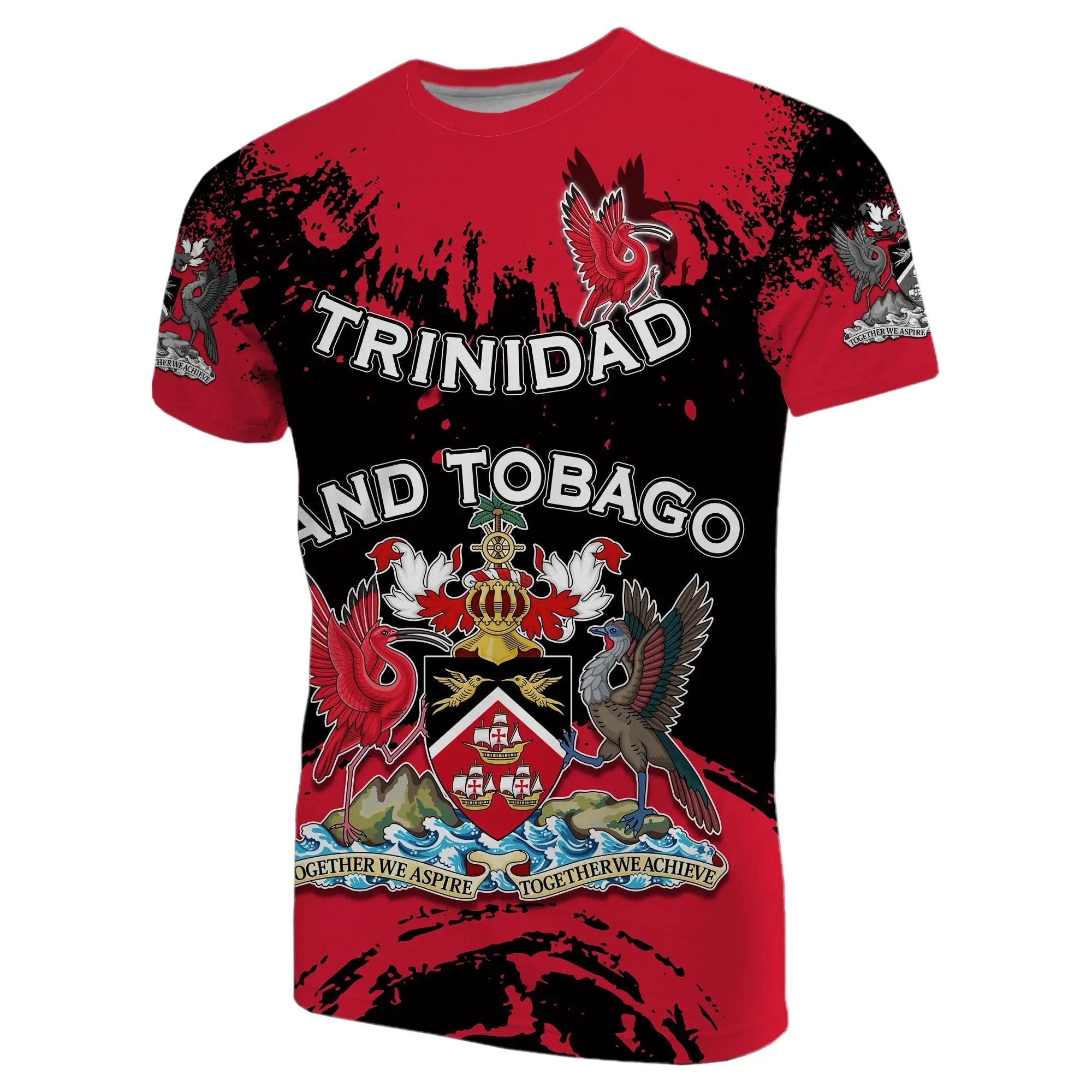 Trinidad and Tobago Scarlet Ibis T Shirt Coat Of Arms RLT6 - Wonder Print Shop