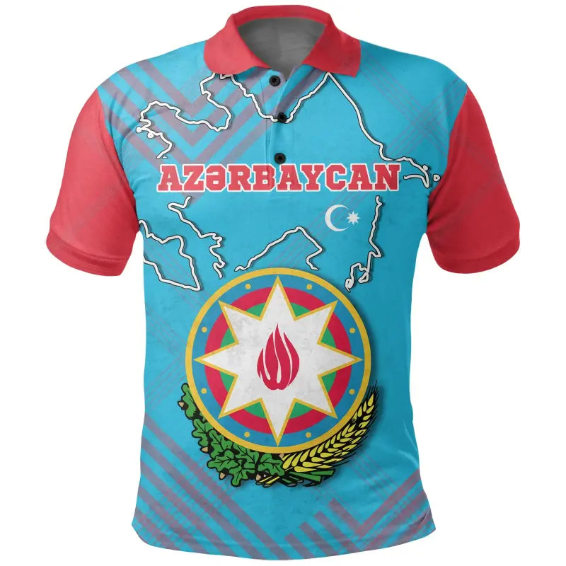 Azerbaijan Polo Shirt With Special Map RLT8 - Wonder Print Shop