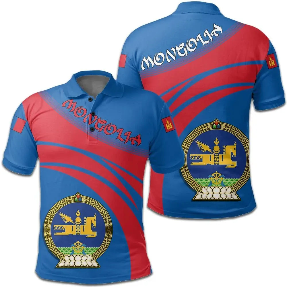 Mongolia Polo Shirt Coat Of Arms Cricket Style RLT13 - Wonder Print Shop