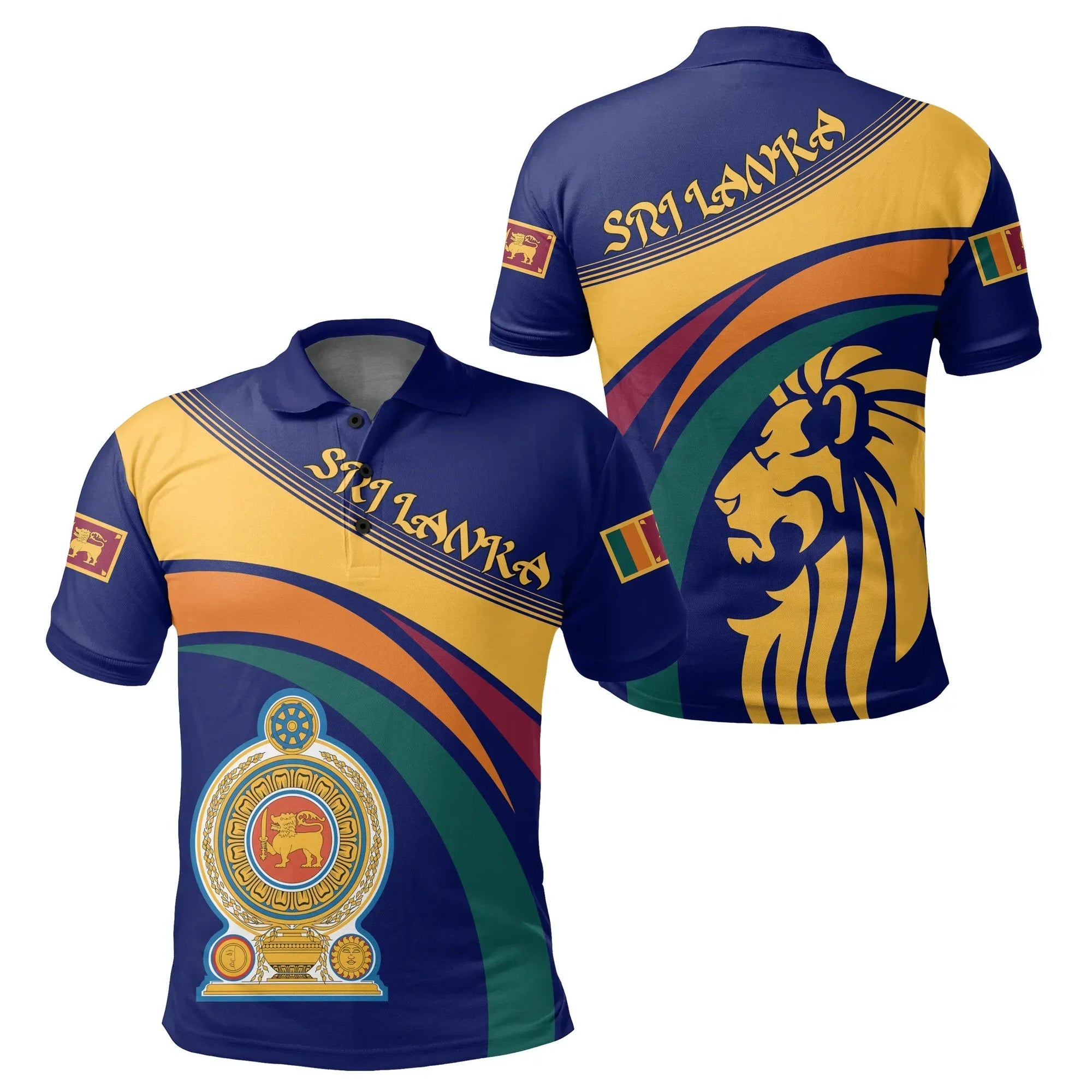 Sri Lanka Lion Polo Shirt Coat Of Arms RLT7 - Wonder Print Shop