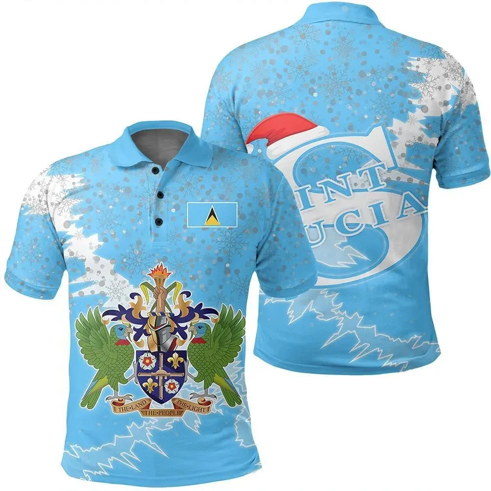 Saint Lucia Polo Shirt Christmas Coat Of Arms X Style8 RLT6 - Wonder Print Shop