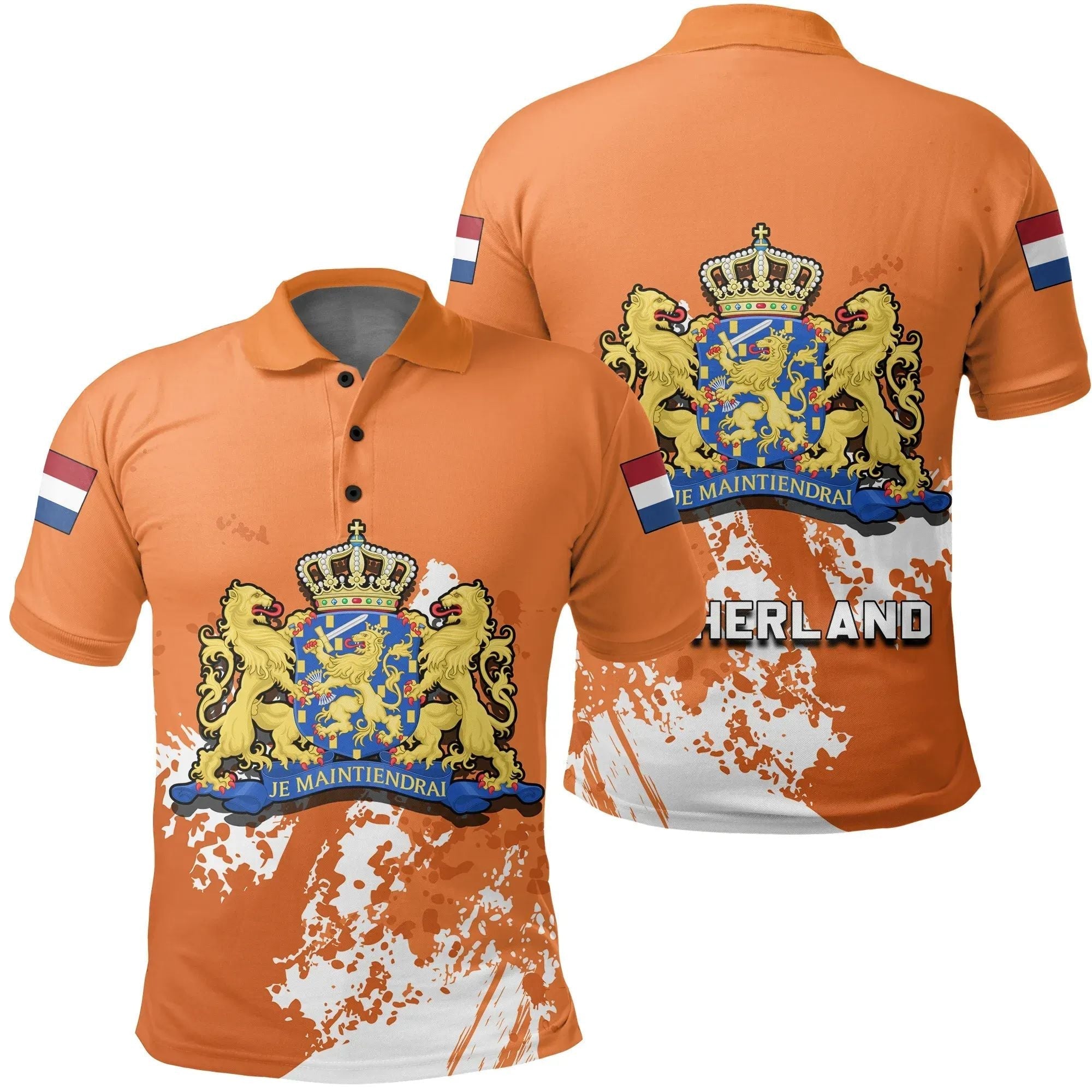 Netherland Polo Shirt Coat Of Arms Spaint Style RLT7 - Wonder Print Shop