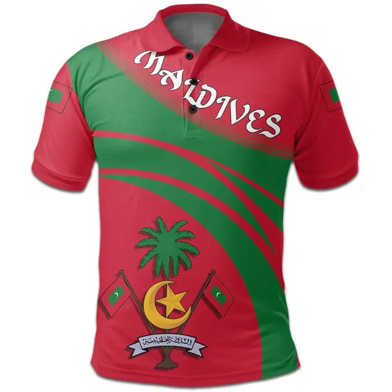 Maldives Polo Shirt Coat Of Arms Cricket Style RLT12 - Wonder Print Shop