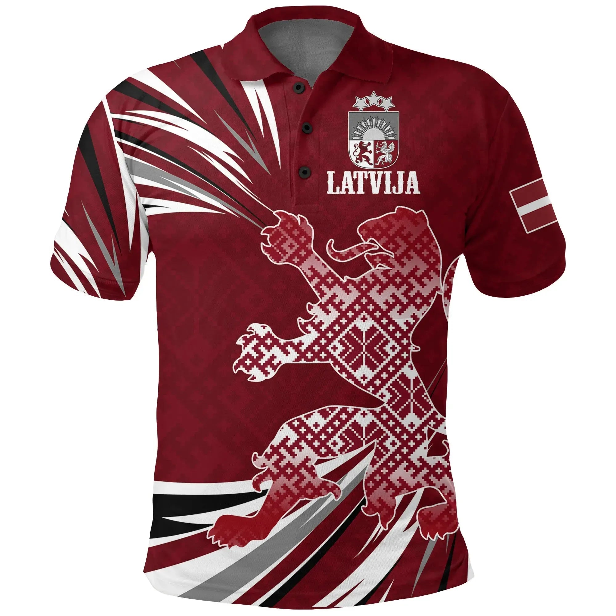 Latvia The Latvian Lion Polo Shirt RLT6 - Wonder Print Shop