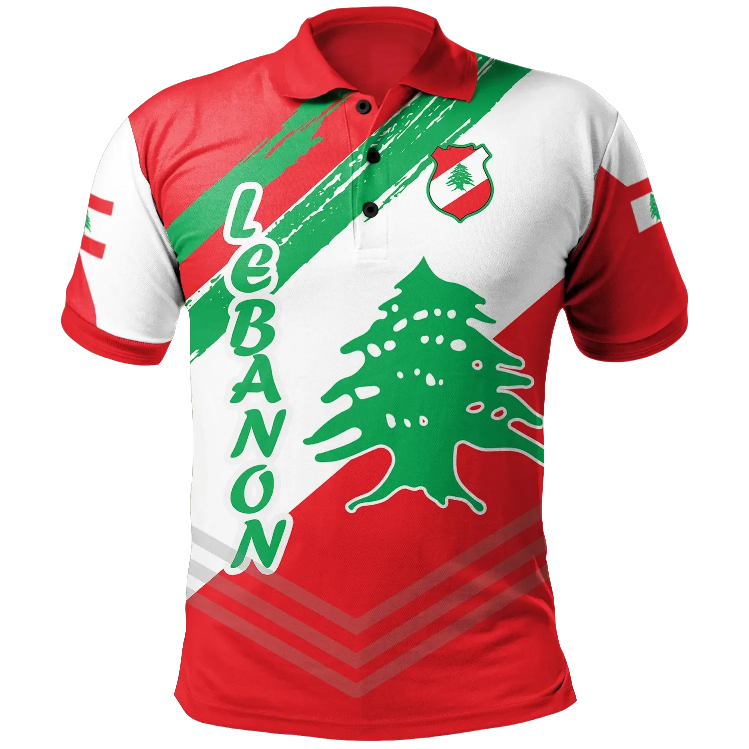 Lebanon Personalised Polo - Shirt - Lebanon Flag Polygon Style24 RLT6 - Wonder Print Shop