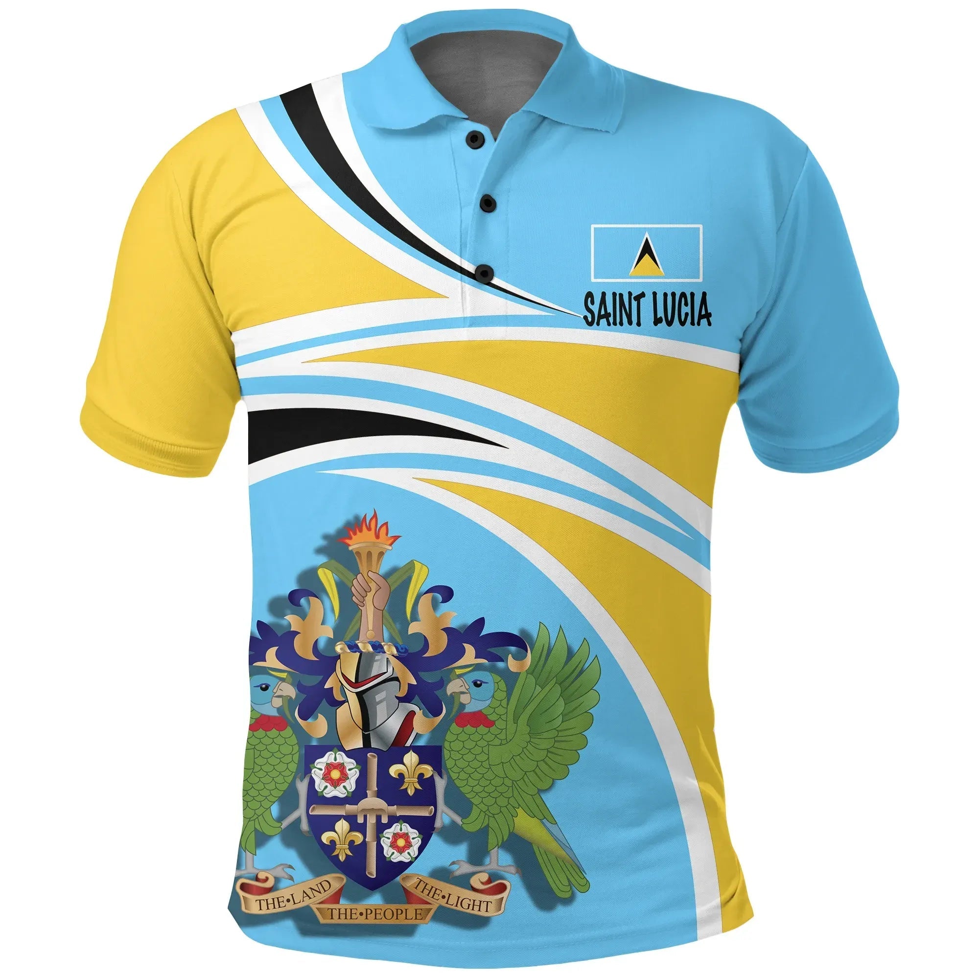 Saint Lucia Polo Shirt N Flag RLT6 - Wonder Print Shop