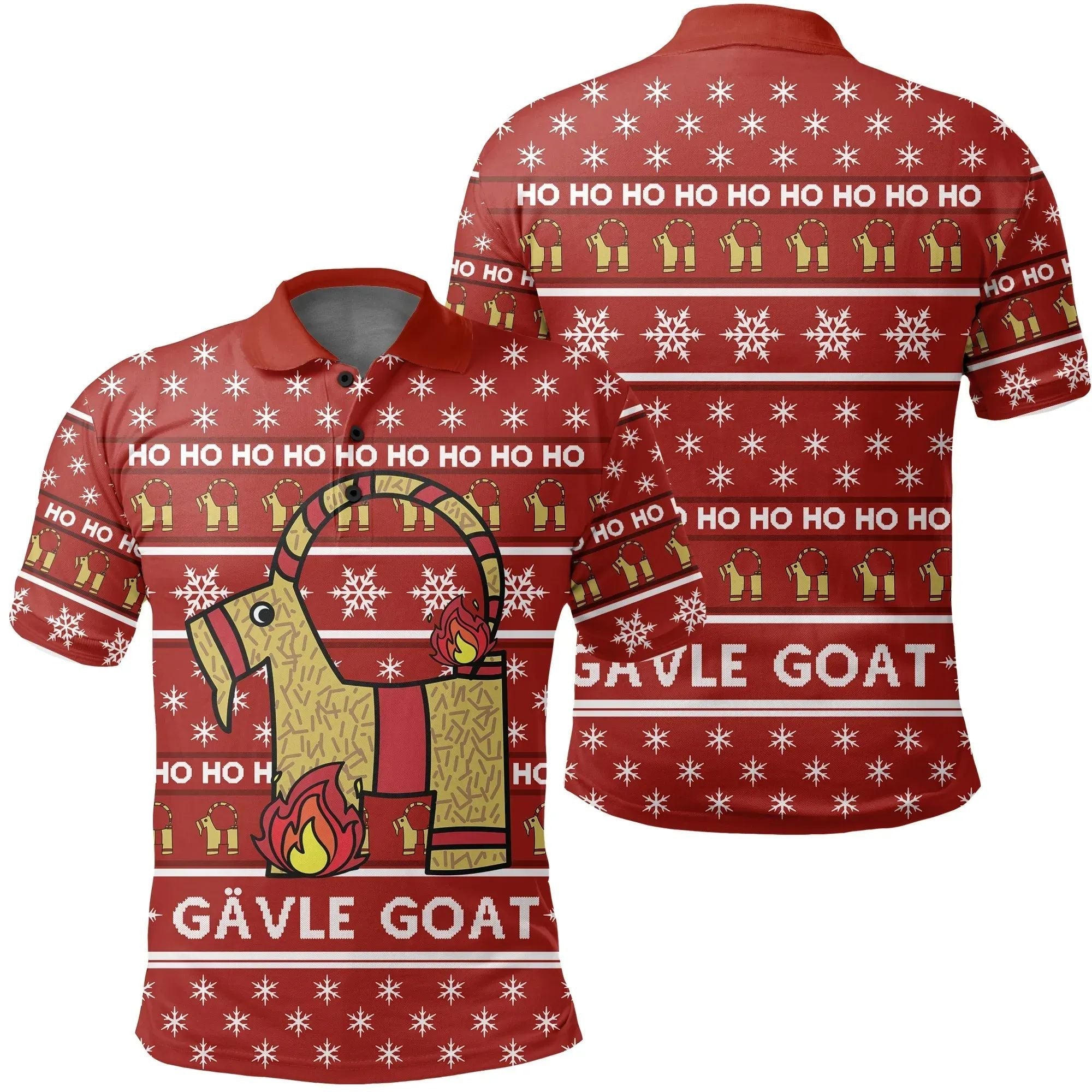 Gavle Goat Sweden Polo Shirt Swedish Yule Goat Red RLT7 - Wonder Print Shop