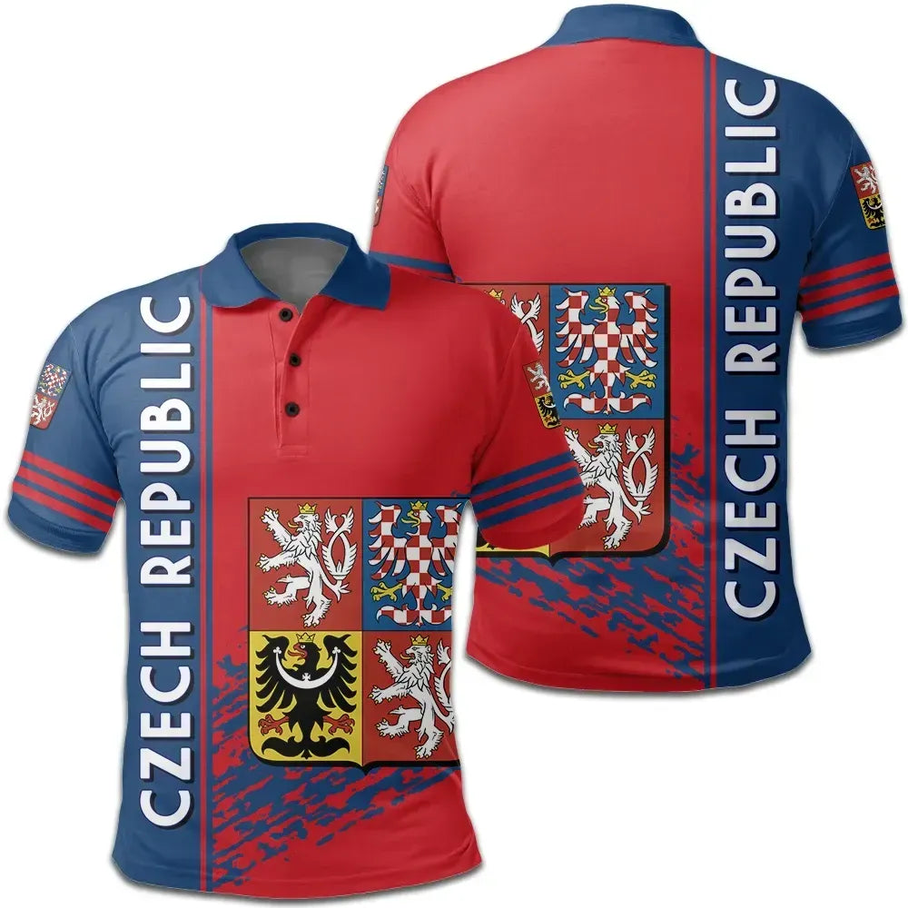 Czech Republic Coat Ofrms Polo Shirt Quarter Style RLT13 - Wonder Print Shop