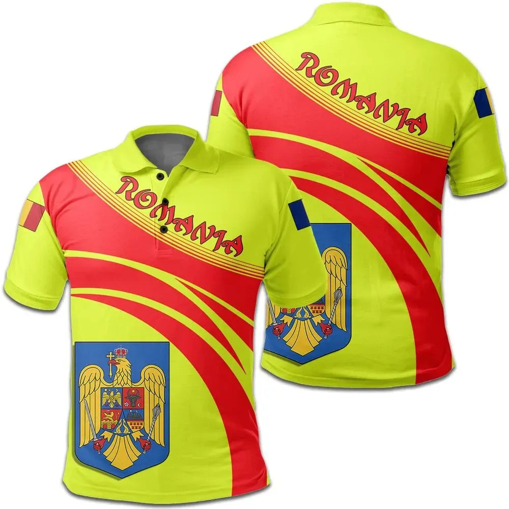 Romania Polo Shirt Coat Of Arms Cricket Style RLT13 - Wonder Print Shop