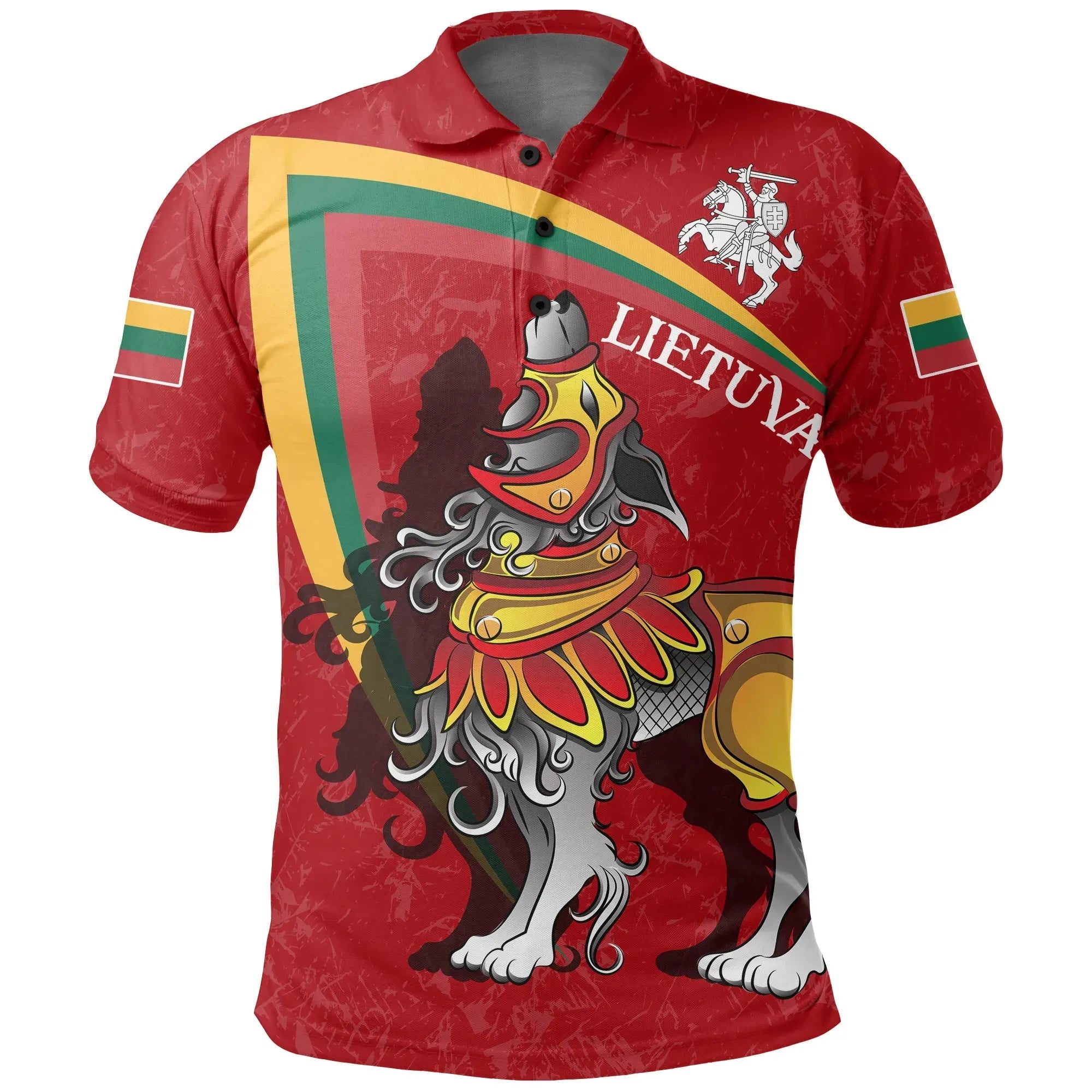 (Lietuva) Lithuania Polo Shirt Lithuanian Iron Wolf Red RLT6 - Wonder Print Shop