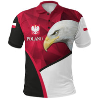 Red, black & white Poland polo shirt with embroidered eagle crest and front logo