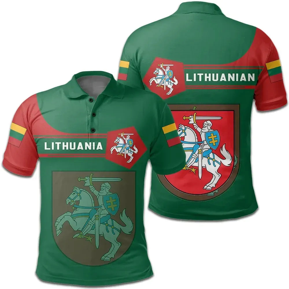 Lithuania Polo Shirt Coat Of Arms Simple Style8 RLT6 - Wonder Print Shop