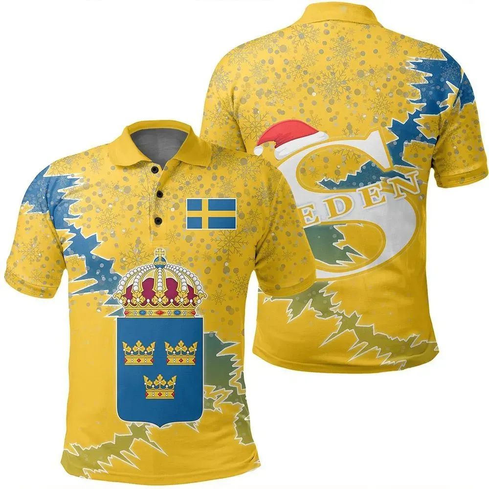 Sweden Polo Shirt Christmas Coat Of Arms X Style RLT7 - Wonder Print Shop