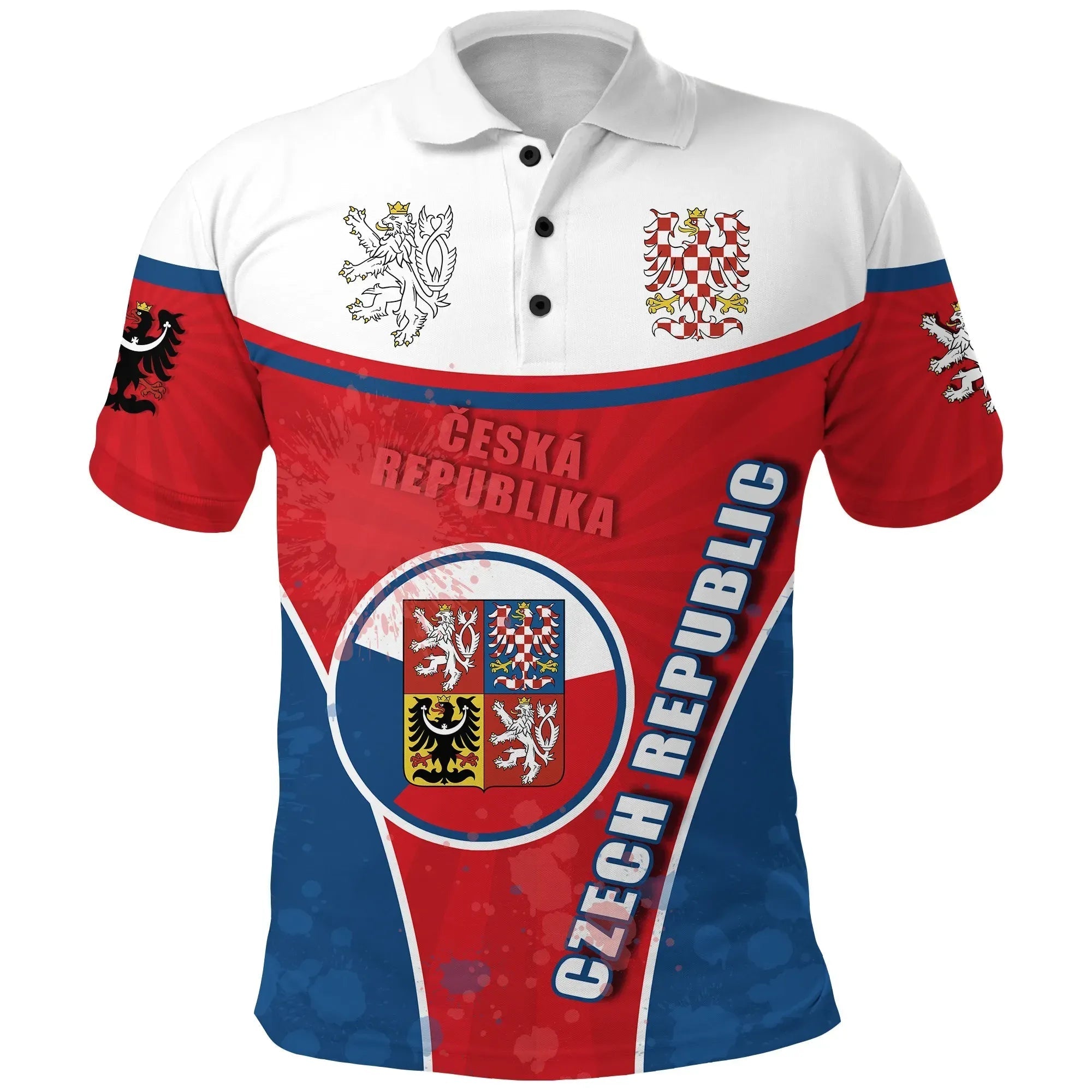 Czech Republic Polo Shirt Circle Stripes Flag Version Lion RLT13 - Wonder Print Shop