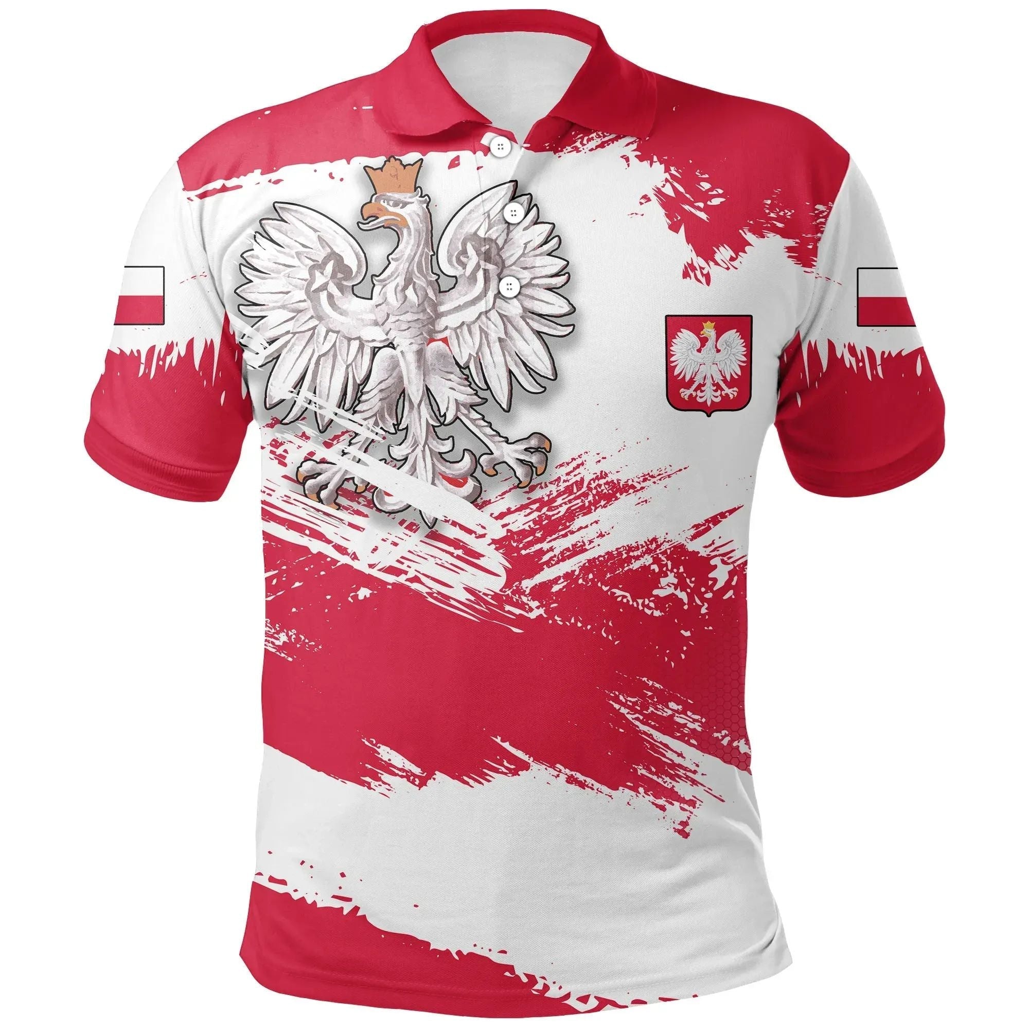 Poland Polo Shirt Poland Flag Brush RLT7 - Wonder Print Shop