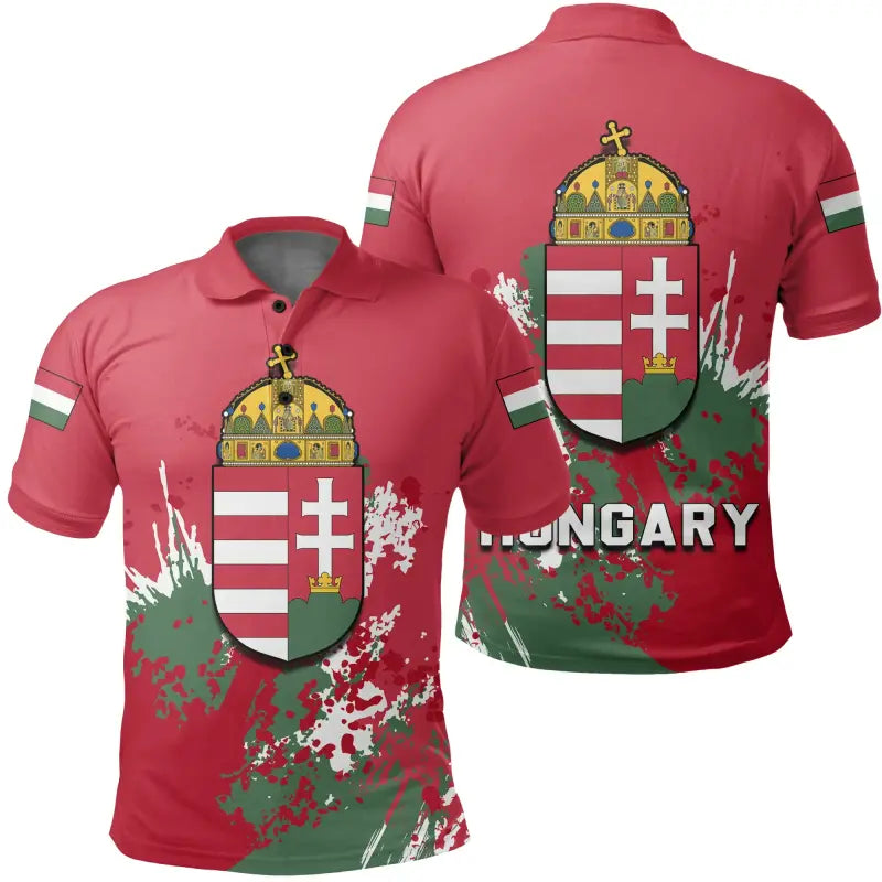 Hungary Polo Shirt Coat Of Arms Spaint Style RLT8 - Wonder Print Shop