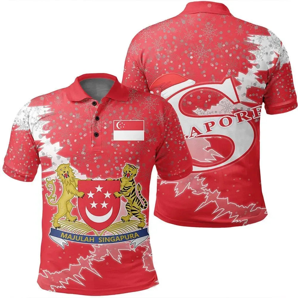 Singapore Polo Shirt Christmas Coat Of Arms X Style RLT13 - Wonder Print Shop