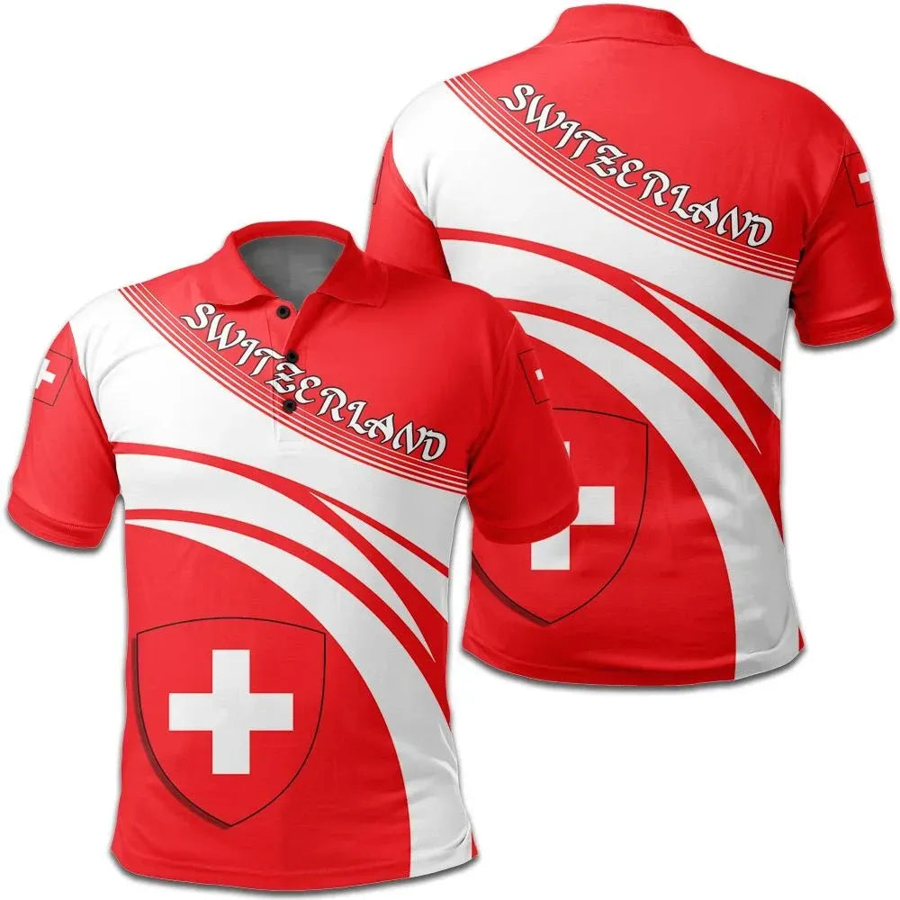 Switzerland Polo Shirt Coat Of Arms Cricket Style RLT13 - Wonder Print Shop