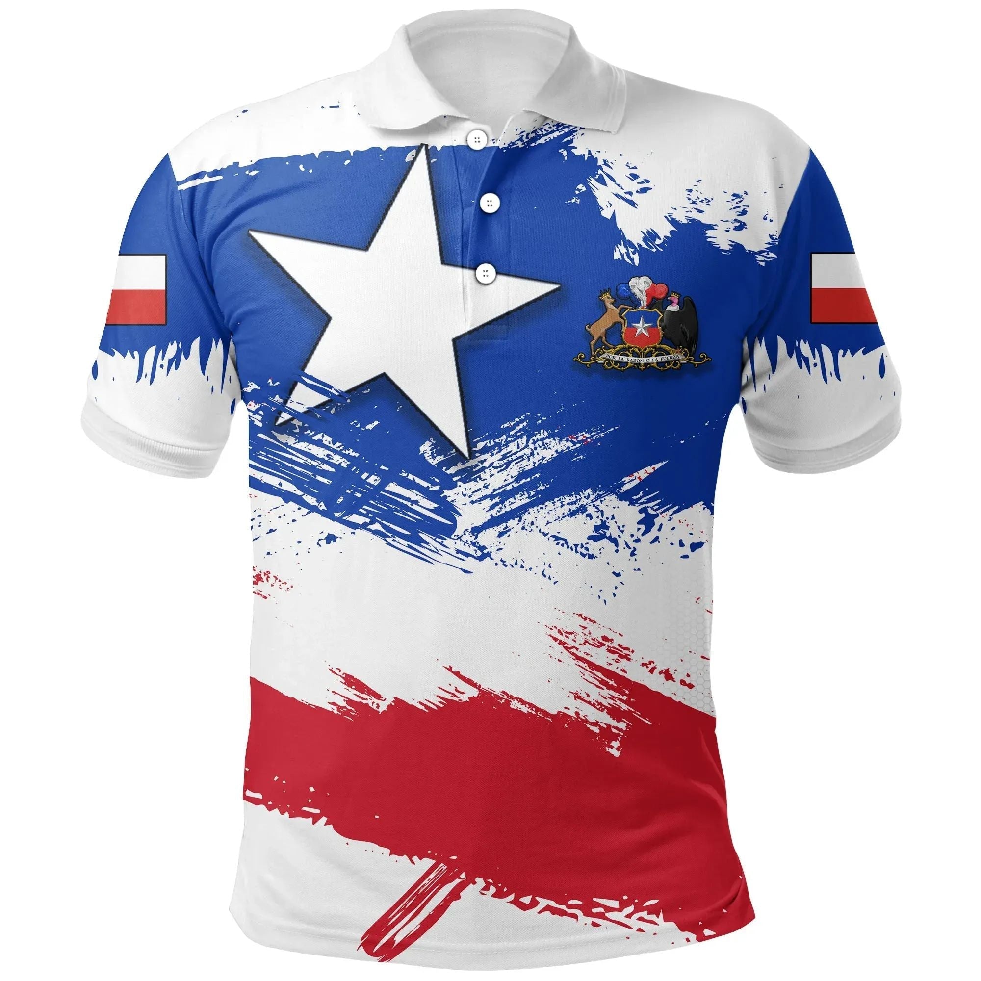 Chile Polo Shirt Chile Flag Brush RLT7 - Wonder Print Shop