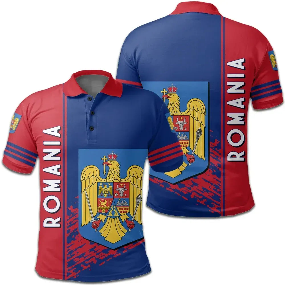 Romania Polo Shirt Coat Of Arms Quarter Style RLT13 - Wonder Print Shop