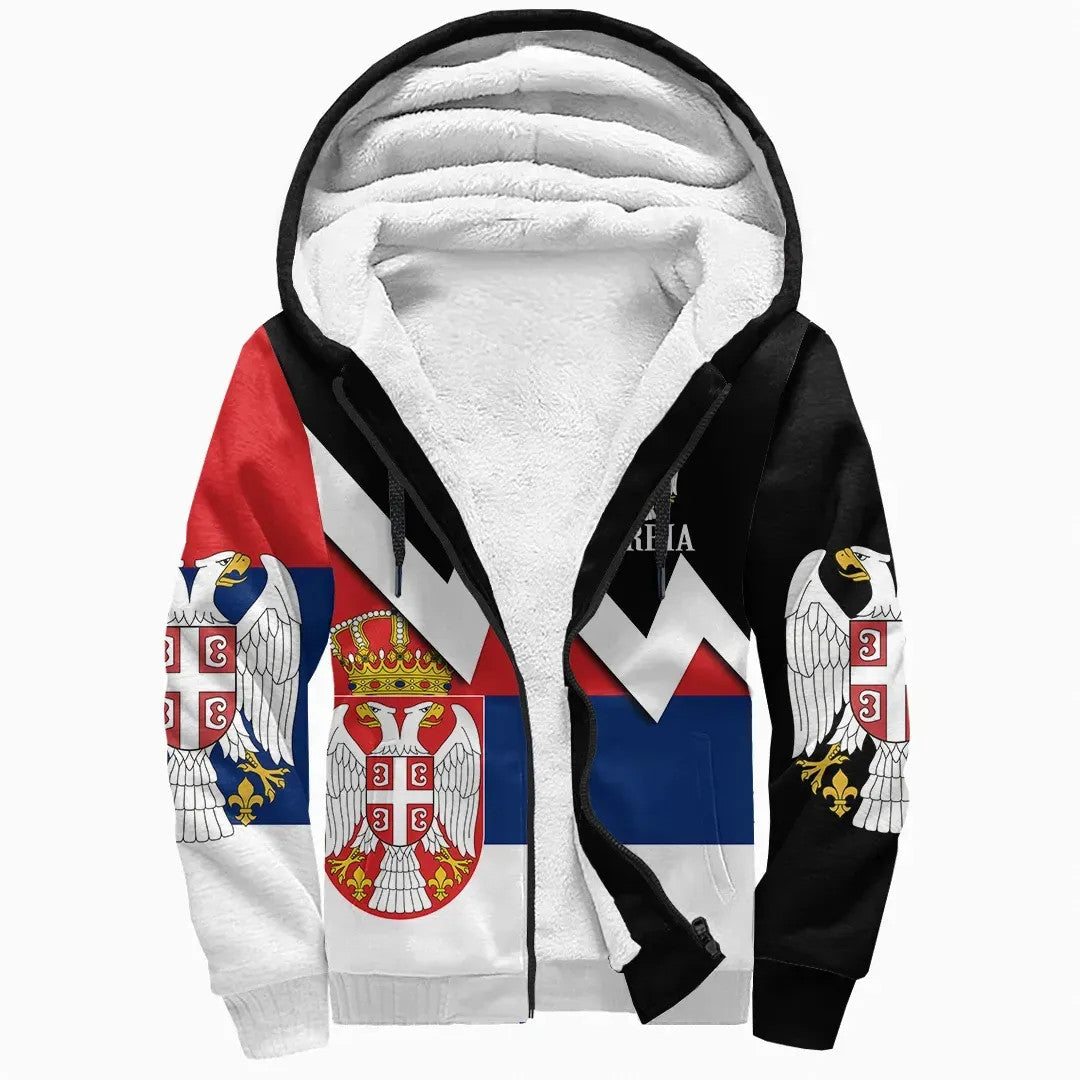 Serbia Sherpa Hoodie Original Flag Serbian Eagle RLT7 - Wonder Print Shop