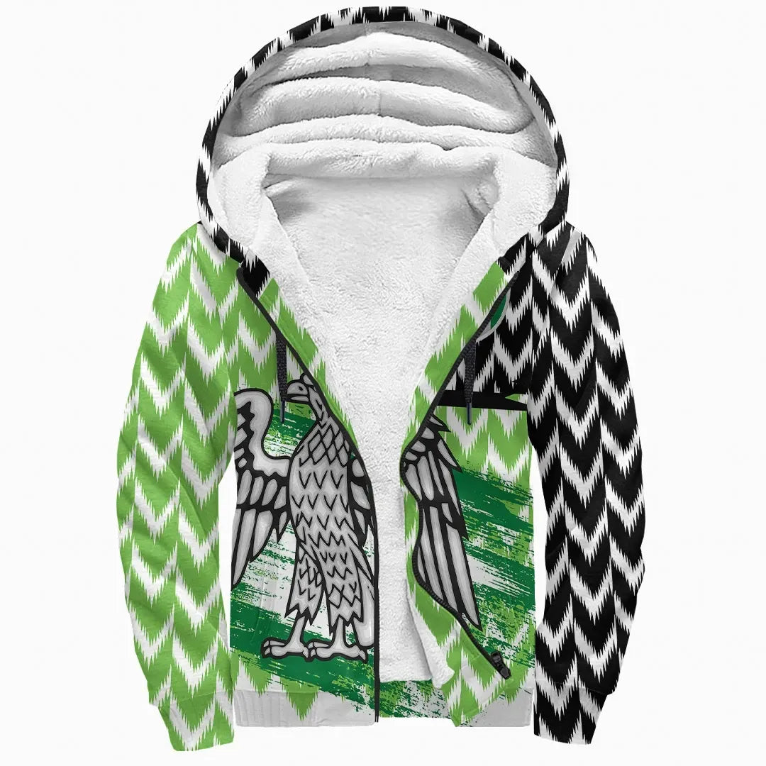 Nigeria Sherpa Hoodie Home The Super Eagles RLT8 - Wonder Print Shop