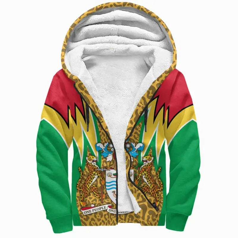 Guyana Sherpa Hoodie Jaguars Coat of Arms RLT8 - Wonder Print Shop