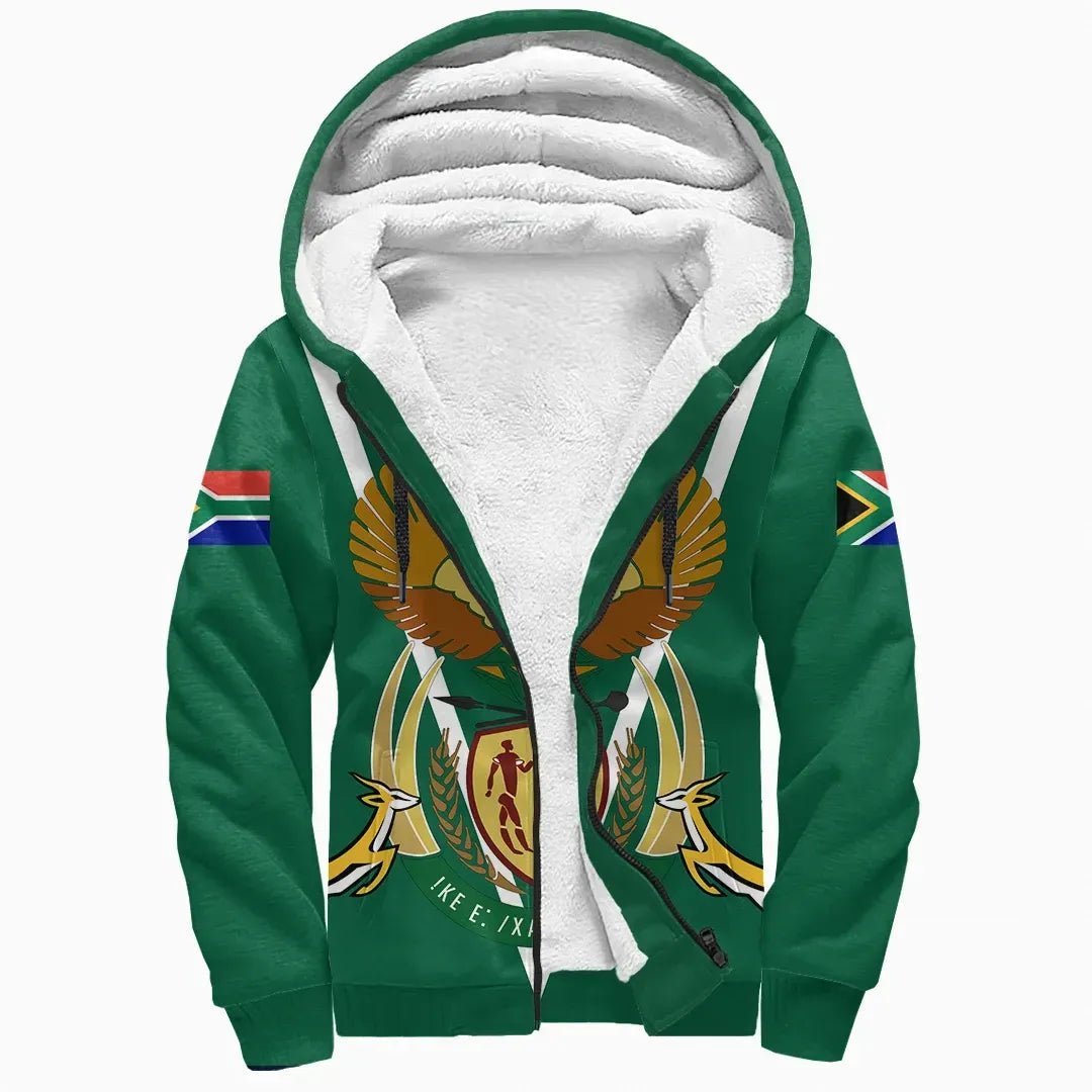 South Africa Sherpa Hoodie Coat Of Arms RLT8 - Wonder Print Shop