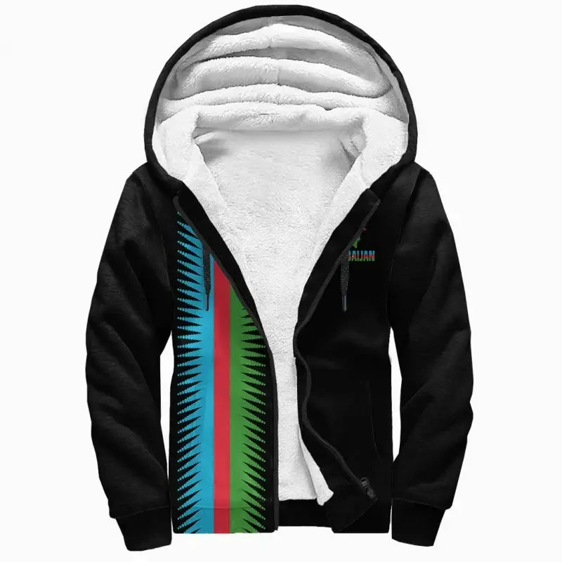 Azerbaijan Sherpa Hoodie United Flag (Black) RLT8 - Wonder Print Shop