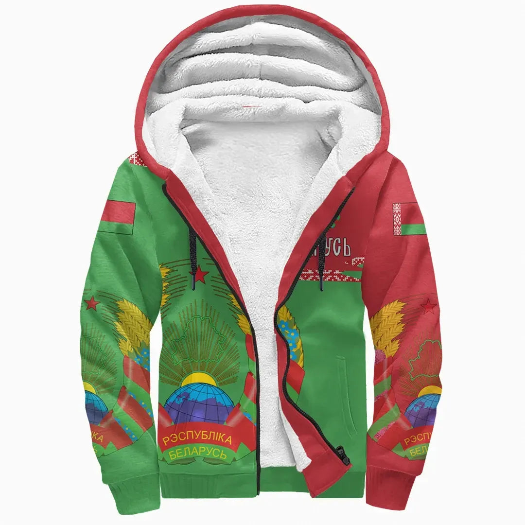 Belarus Coat Of Arms Sherpa Hoodie - New Style RLT6 - Wonder Print Shop