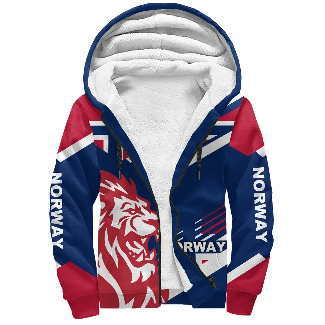 Wonder Print Shop Sherpa Hoodie - Norway Lion Flag Special Edition RLT7 - Wonder Print Shop