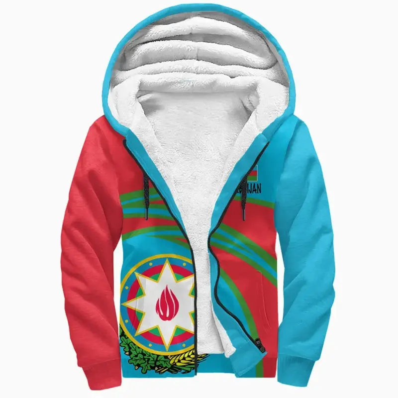 Azerbaijan (Blue) N Flag Sherpa Hoodie RLT8 - Wonder Print Shop