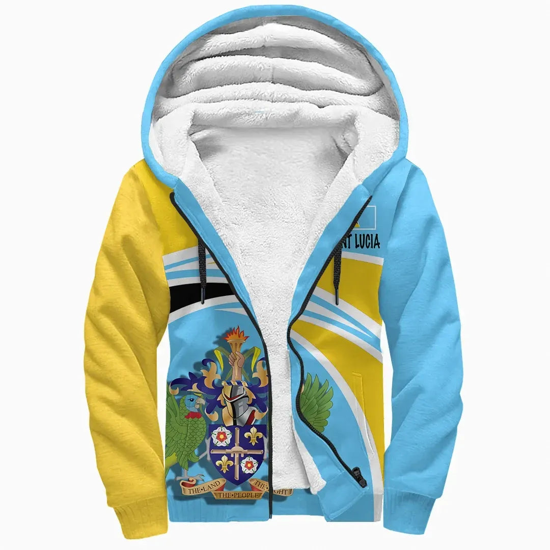 Saint Lucia Sherpa Hoodie N Flag RLT6 - Wonder Print Shop