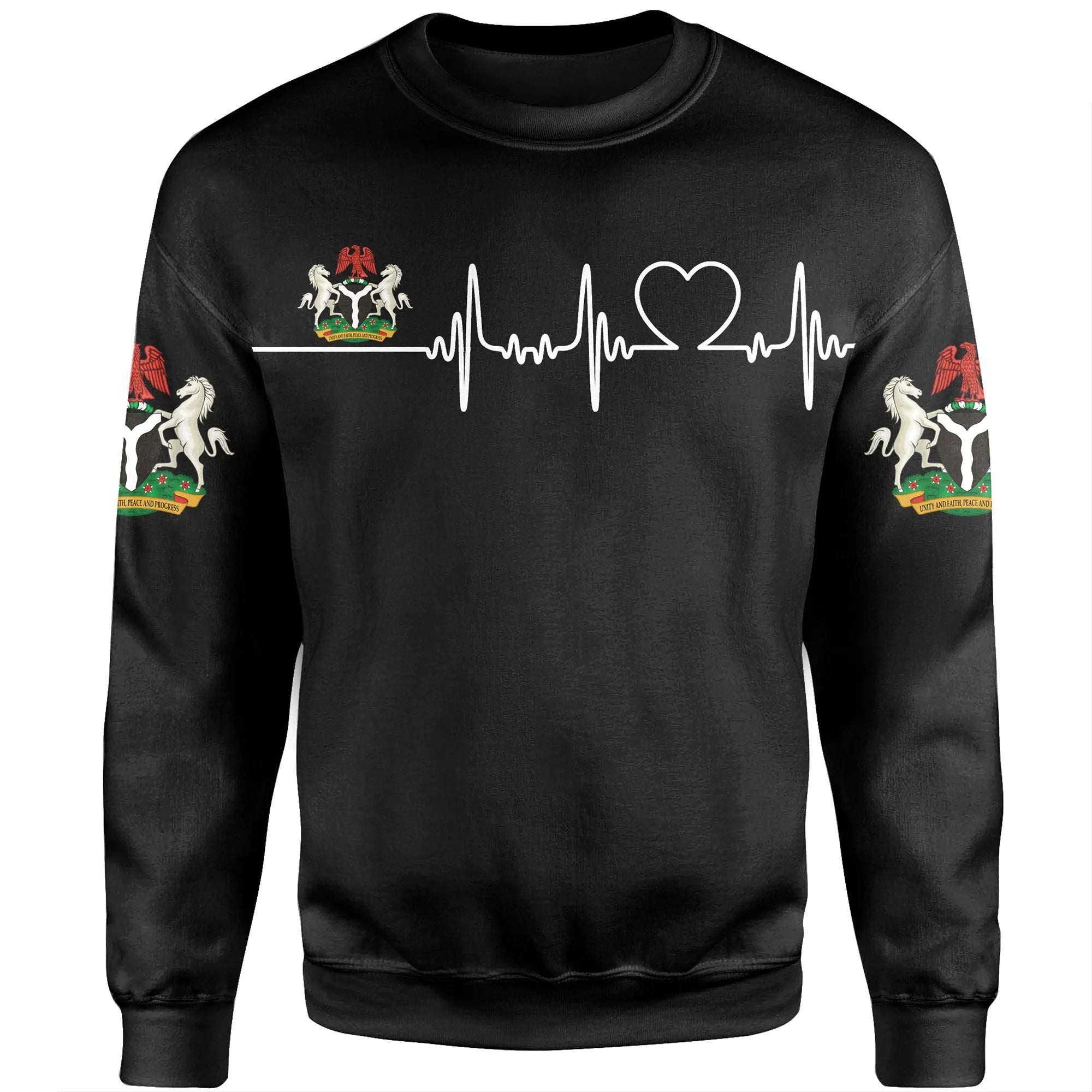 Nigeria Sweatshirt Heartbeat Womens/Mens RLT8 - Wonder Print Shop