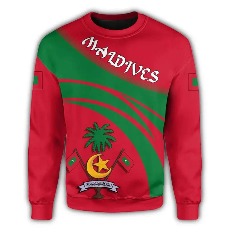 Maldives Coat Of Arms Sweatshirt Cricket Style RLT12 - Wonder Print Shop