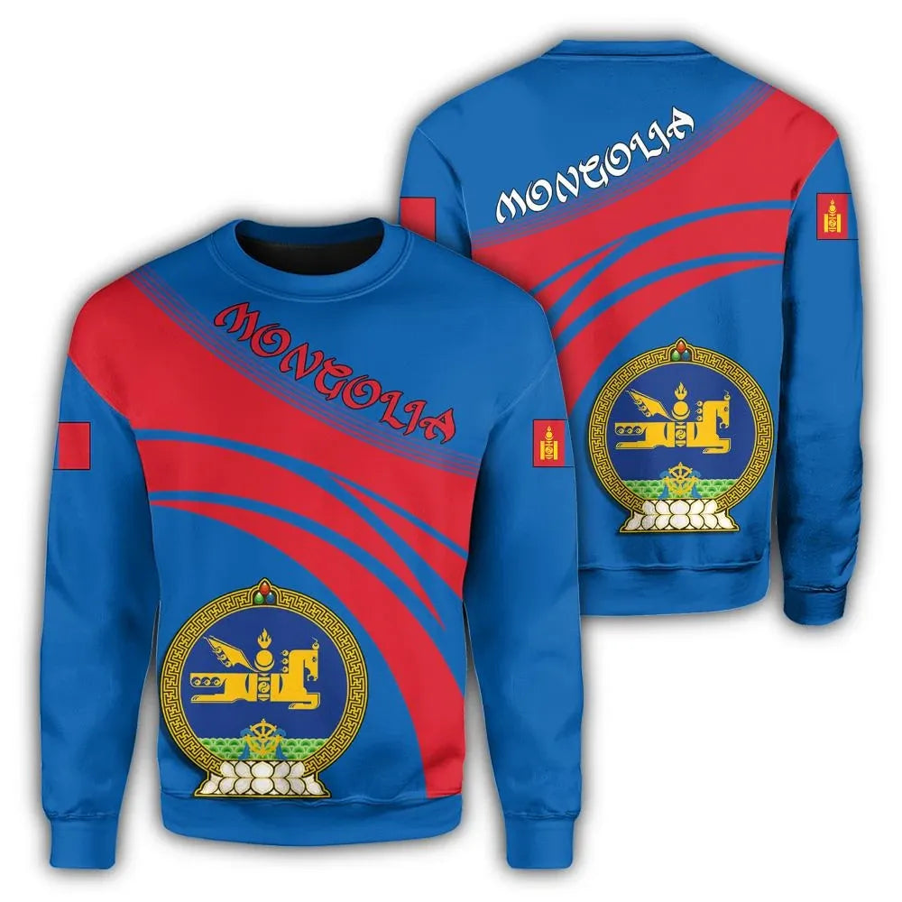 Mongolia Coat Of Arms Sweatshirt Cricket Style RLT13 - Wonder Print Shop