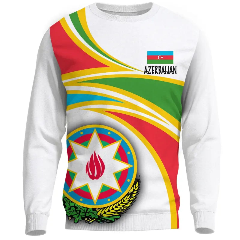 Azerbaijan (White) N Flag Sweatshirt RLT8 - Wonder Print Shop