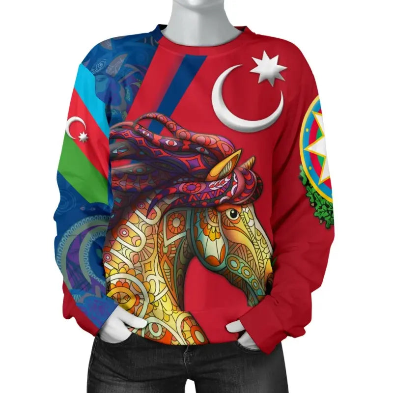 Azerbaijan Pride and Heritage Womens Sweater - Happy Independence Day RLT8 - Wonder Print Shop