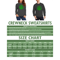 Black crewneck sweatshirt with green circular logo graphic on front