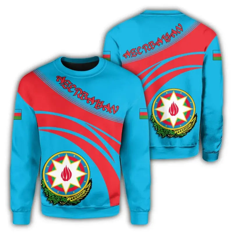 Azerbaijan Coat Of Arms Sweatshirt Cricket Style RLT8 - Wonder Print Shop