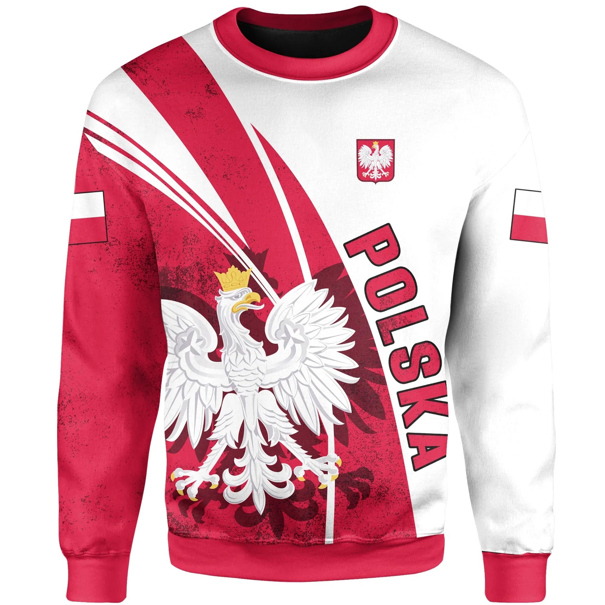 Poland Sweatshirt - Flag And Coat Of Arm Of Poland RLT7 - Wonder Print Shop