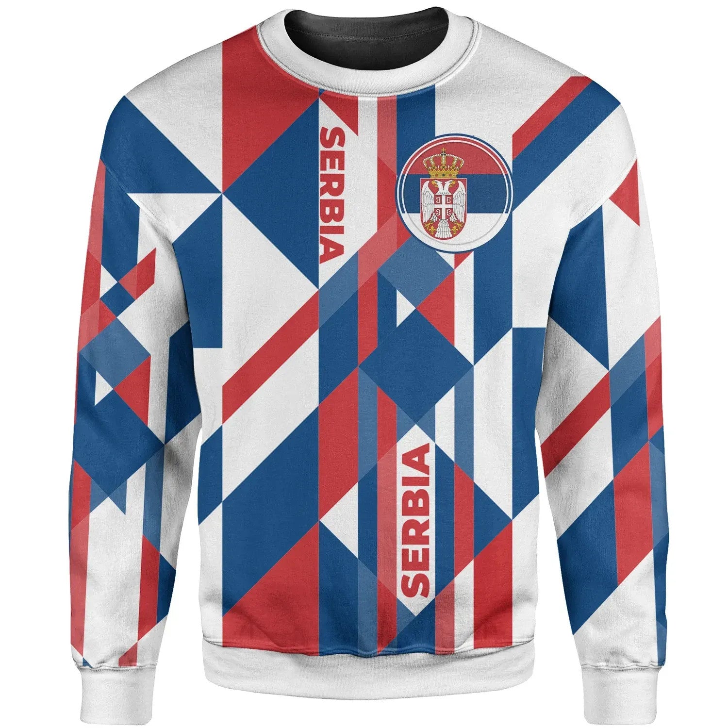 Sweater Shirt Serbia Flag Color With Coat Of Arm RLT7 - Wonder Print Shop