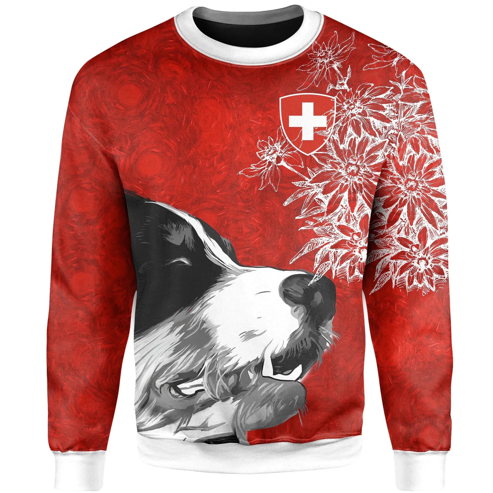 Switzerland Sweatshirt Bernese Mountain Dog and Edelweiss RLT13 - Wonder Print Shop