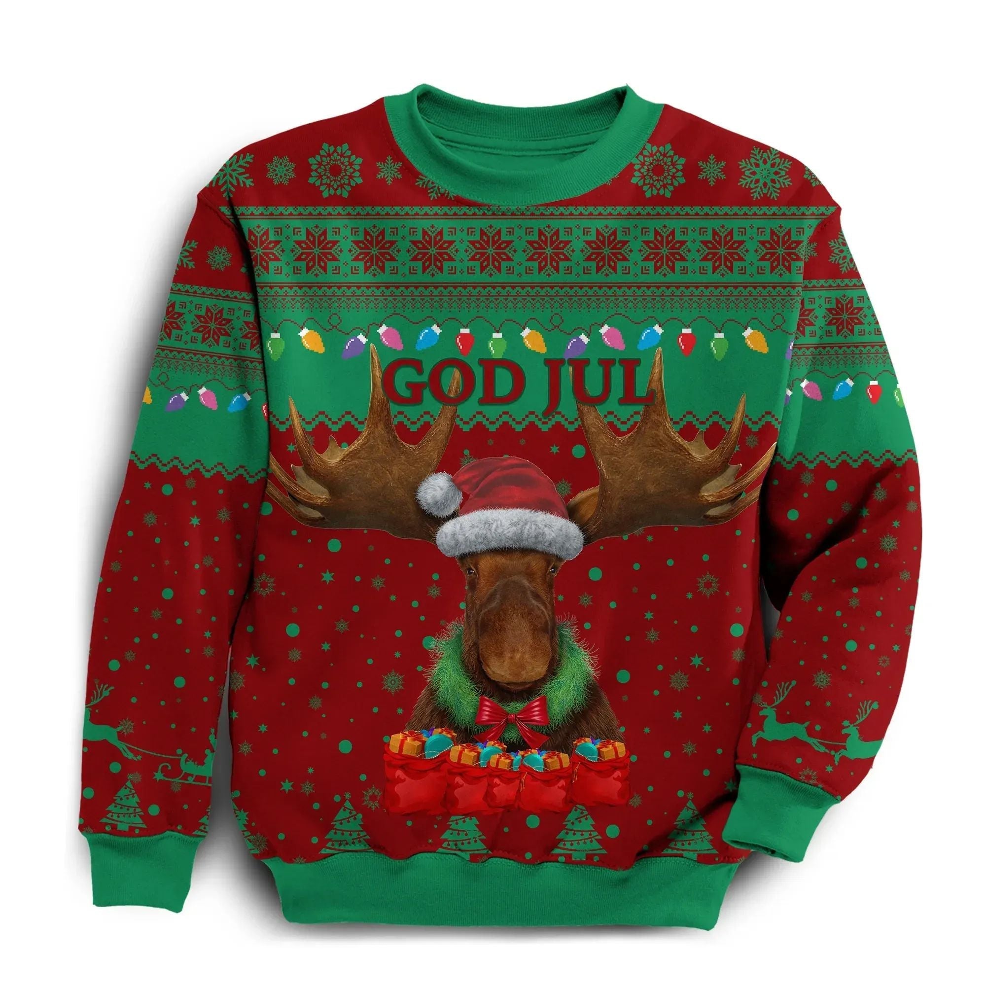 sweden-christmas-sweatshirt-moose-red-green