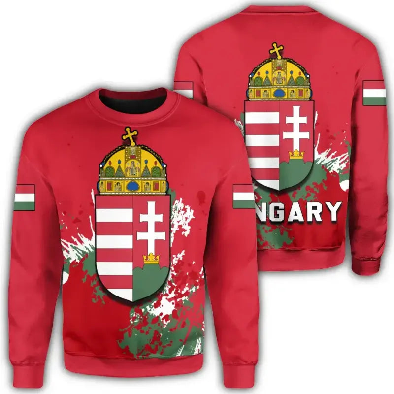 Hungary Coat Of Arms Sweatshirt Spaint Style RLT8 - Wonder Print Shop