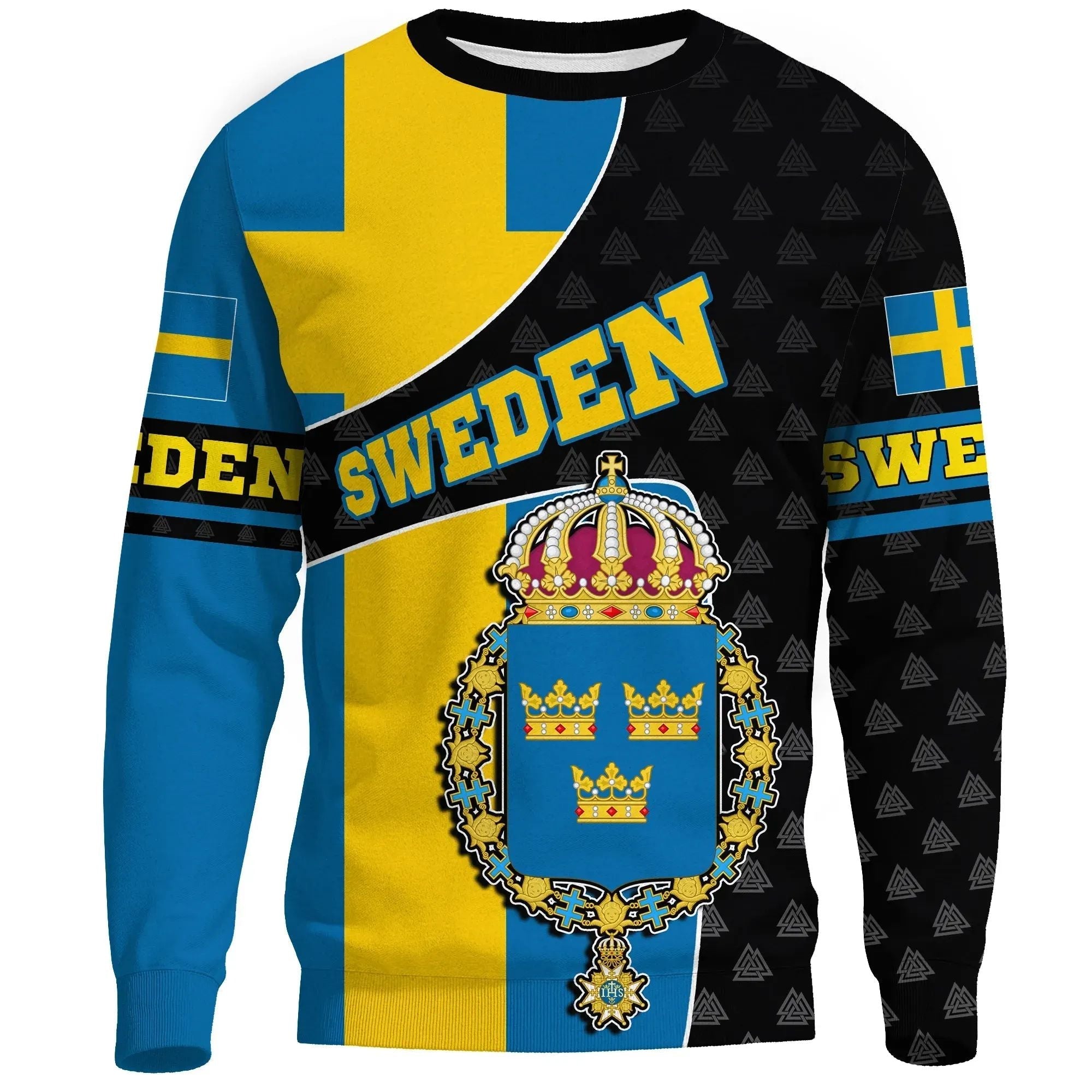 Sweden Sweatshirt Flag and Valknut Symbols RLT7 - Wonder Print Shop