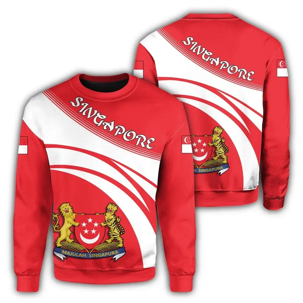 Singapore Coat Of Arms Sweatshirt Cricket Style RLT13 - Wonder Print Shop